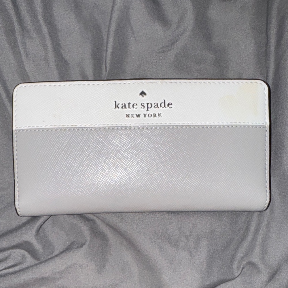 Kate Spade Gray, black, and White Wallet-long